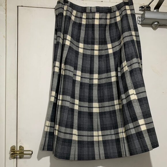VINTAGE ALJEAN WOOL PLAID PLEATED KILT SKIRTS SIZE 32 - Picture 5 of 9